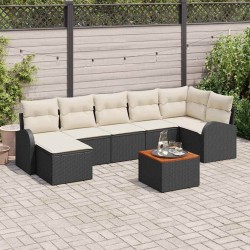 Ensemble de canapé de jardin avec coussin 8 pcs Noir polyrotin 527893527893