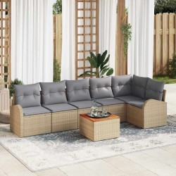 Ensemble de canapé de jardin avec coussin 7 pcs Beige polyrotin 527895527895