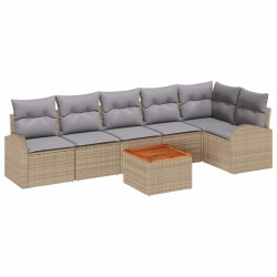 Ensemble de canapé de jardin avec coussin 7 pcs Beige polyrotin 527895527895