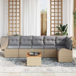 Ensemble de canapé de jardin avec coussin 7 pcs Beige polyrotin 527895527895