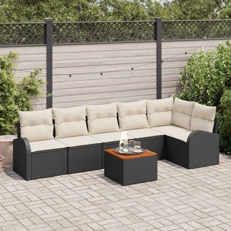Ensemble de canapé de jardin avec coussin 7 pcs Noir polyrotin 527896527896