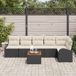 Ensemble de canapé de jardin avec coussin 7 pcs Noir polyrotin 527896527896