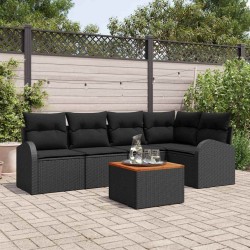 Ensemble de canapé de jardin avec coussin 6 pcs Noir polyrotin 527897527897