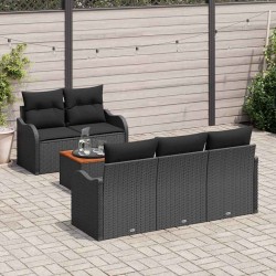 Ensemble de canapé de jardin avec coussin 6 pcs Noir polyrotin 527899527899