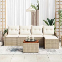 Ensemble de canapé de jardin avec coussin 6 pcs Beige polyrotin 527900527900