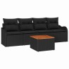 Ensemble de canapé de jardin avec coussin 5 pcs Noir polyrotin 527902527902