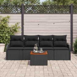 Ensemble de canapé de jardin avec coussin 5 pcs Noir polyrotin 527902527902