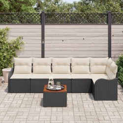 Ensemble de canapé de jardin avec coussin 7 pcs Noir polyrotin 527903527903