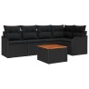 Ensemble de canapé de jardin avec coussin 6 pcs Noir polyrotin 527904527904