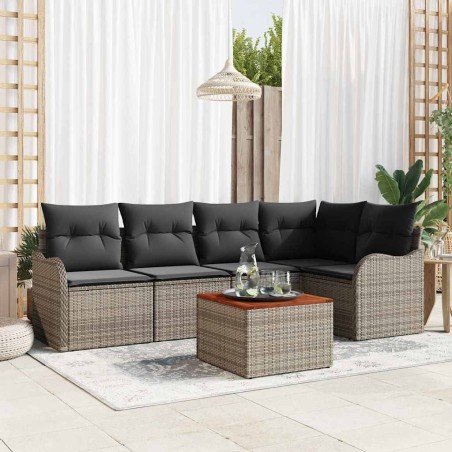Ensemble de canapé de jardin avec coussin 6 pcs Gris polyrotin 527905527905