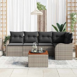 Ensemble de canapé de jardin avec coussin 6 pcs Gris polyrotin 527905527905