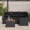 Ensemble de canapé de jardin avec coussin 5 pcs Noir polyrotin 527907527907