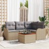 Ensemble de canapé de jardin avec coussin 5 pcs Beige polyrotin 527909527909