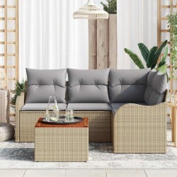 Ensemble de canapé de jardin avec coussin 5 pcs Beige polyrotin 527909527909