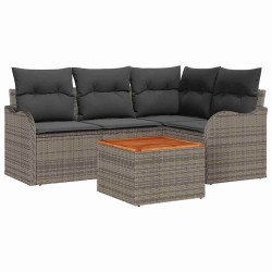 Ensemble de canapé de jardin avec coussin 5 pcs Gris polyrotin 527910527910
