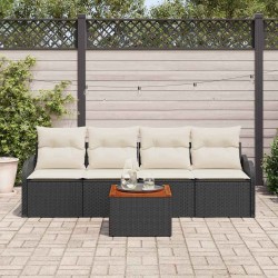Ensemble de canapé de jardin avec coussin 5 pcs Noir polyrotin 527913527913