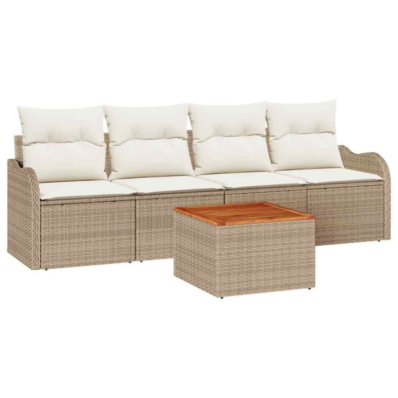 Ensemble de canapé de jardin avec coussin 5 pcs Beige polyrotin 527914527914