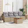 Ensemble de canapé de jardin avec coussin 5 pcs Beige polyrotin 527915527915