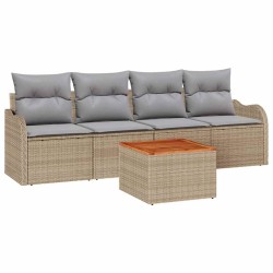 Ensemble de canapé de jardin avec coussin 5 pcs Beige polyrotin 527915527915