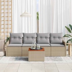 Ensemble de canapé de jardin avec coussin 5 pcs Beige polyrotin 527915527915