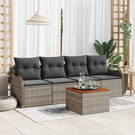 Ensemble de canapé de jardin avec coussin 5 pcs Gris polyrotin 527916527916