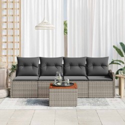 Ensemble de canapé de jardin avec coussin 5 pcs Gris polyrotin 527916527916