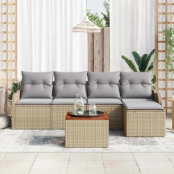 Ensemble de canapé de jardin avec coussin 6 pcs Beige polyrotin 527917527917