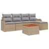 Ensemble de canapé de jardin avec coussin 6 pcs Beige polyrotin 527917527917