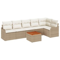 Ensemble de canapé de jardin avec coussin 7 pcs Beige polyrotin 527918527918
