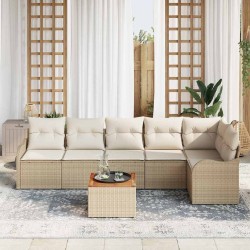 Ensemble de canapé de jardin avec coussin 7 pcs Beige polyrotin 527918527918