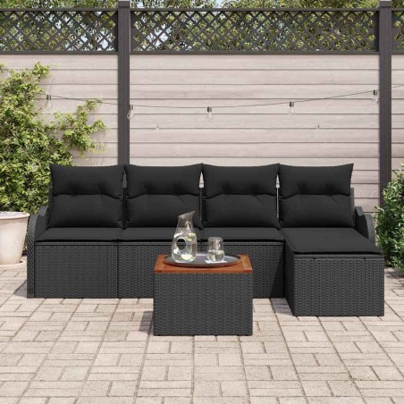 Ensemble de canapé de jardin avec coussin 6 pcs Noir polyrotin 527919527919