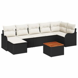 Ensemble de canapé de jardin avec coussin 8 pcs Noir polyrotin 527920527920