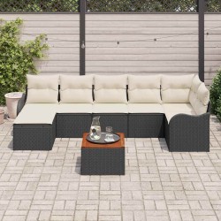 Ensemble de canapé de jardin avec coussin 8 pcs Noir polyrotin 527920527920