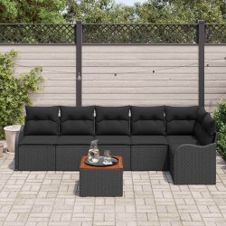 Ensemble de canapé de jardin avec coussin 7 pcs Noir polyrotin 527922527922