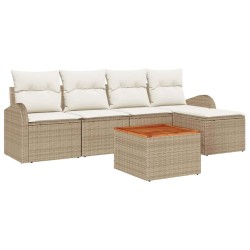 Ensemble de canapé de jardin avec coussin 6 pcs Beige polyrotin 527924527924