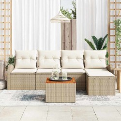 Ensemble de canapé de jardin avec coussin 6 pcs Beige polyrotin 527924527924