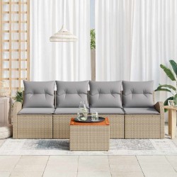 Ensemble de canapé de jardin avec coussin 5 pcs Beige polyrotin 527925527925