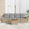 Ensemble de canapé de jardin avec coussin 5 pcs Beige polyrotin 527925527925