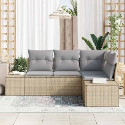 Ensemble de canapé de jardin 4 pcs Beige polyrotin 527926527926