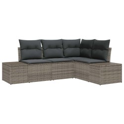 Ensemble de canapé de jardin 4 pcs Gris polyrotin 527927527927
