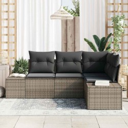 Ensemble de canapé de jardin 4 pcs Gris polyrotin 527927527927