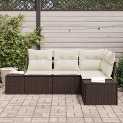 Ensemble de canapé de jardin 4 pcs Marron polyrotin 527928527928