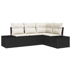 Ensemble de canapé de jardin 4 pcs Noir polyrotin 527929527929