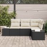 Ensemble de canapé de jardin 4 pcs Noir polyrotin 527929527929