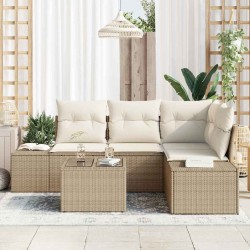 Ensemble de canapé de jardin 5 pcs Beige polyrotin 527930527930