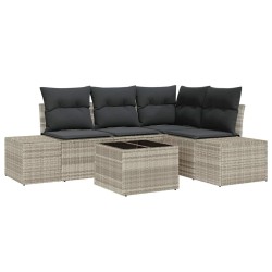 Ensemble de canapé de jardin 5 pcs Gris clair polyrotin 527931527931