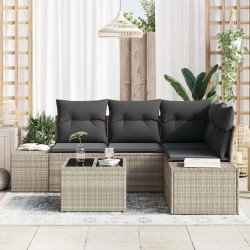 Ensemble de canapé de jardin 5 pcs Gris clair polyrotin 527931527931