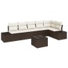 Ensemble de canapé de jardin 7 pcs Marron et Crème polyrotin 527933527933