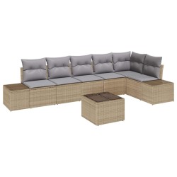 Ensemble de canapé de jardin 7 pcs Beige et gris polyrotin 527935527935