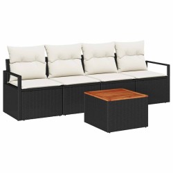 Ensemble de canapé de jardin avec coussin 5 pcs Noir polyrotin 527936527936